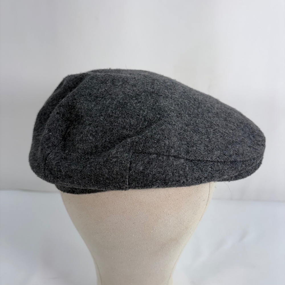 Henschel Hat Co Flat Cap Gray Wool Blend Quilted Lining Large Driving Ivy Hat